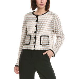 Cece Womens  Crochet Detailed Knit Cardigan, Brown